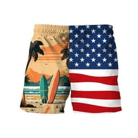 Havajska odjeća za odmor, Muška Moda, havajske kratke hlače na plaži s printom na Dan neovisnosti, sportske casual kratke hlače
