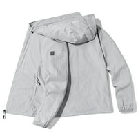 Muške Casual jakne, jednobojne vodootporne košulje, lagani gornji dio s kapuljačom za planinarenje, svijetlosiva 34