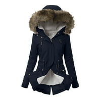 Plus size zimski kaput jakna s reverom Vintage izolirani kaput topla gornja odjeća s kapuljačom s debelim podstavom crop tops za