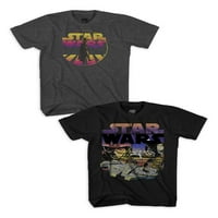 Ratovi zvijezda Baby Yoda Boys Dobre vibracije Grafička majica, 2-pak, veličine 4-18