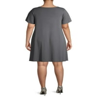 Terra & Sky Women's Plus Size A Line haljina s kratkim rukavima