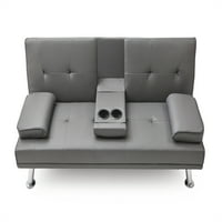Aukfa sklopiva futon kauč za kauč za ured- Moderni kožni kauč za kavu sa stolom za kavu za odrasle- sivo