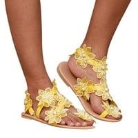 Modne ženske ljetne sandale u rimskom stilu s cvjetnim printom bez zatvaranja, prozračne sandale s otvorenim prstima, papuče, cipele