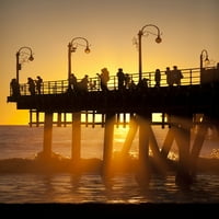 Pristanište Santa Monica pri zalasku sunca, Los Angeles, Kalifornija tiskanje plakata