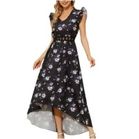 Plus-Size Ženska ljetna haljina s kratkim rukavima i dekolteom u obliku slova a, crna 4