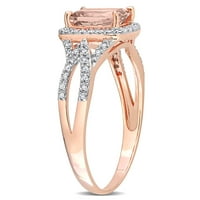 Donje zaručnički prsten Miabella s морганитом mekom rez T. G. W. u 1 karat i dragulj T. W. u 10 karata od ružičastog zlata Halo Crossover