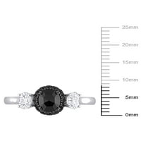 Carat T.W. Crni dijamant i 5 8CT T.G.W. Moissanite 10kt bijelo zlato zaručnički prsten od tri kamena