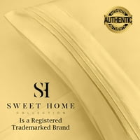 Sweet Home Collection Series Potvet Liste - Extra meki set s džepnim listom s dubokim mikrofijerom - Žuta, RV Queen