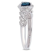 Miabella Ženska karat T.G.W. London Blue Topaz i Diamond Accent 10kT bijelo zlato Halo Heart Ring
