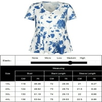 Chama ženska plus size majica s kratkim rukavima Henley Swing Tunika Tonika Flowy v Neck Cvjetna bluza