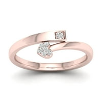 1 dijamant od 20 karata od 10 karata u ružičastom zlatu, modni prsten u obliku srca