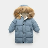 Odjeća za djevojčice, izolirani dječji donji kaput, zimski dugi kaput s kapuljačom za dječake i djevojčice, pamučne donje jakne,