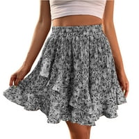 Modna Mini Suknja, Ženska ljetna Empire Mini suknja s volanima u struku, slojevita mini suknja A kroja s cvjetnim printom, slatka