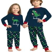 Obiteljski pidžama Set, vrhovi dugih rukava U boji, hlače, Odjeća za spavanje, svečana božićna pidžama, noćna odjeća s okruglim vratom,
