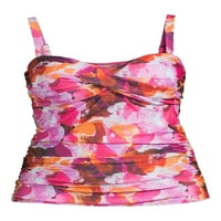 Nicole Miller Women's Plus Size Ruched Bandeau Tankini Top