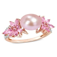 Donje prsten s slatkovodno культивированным biserima Miabella i ružičaste сапфиром T. G. W. u 1 karat i dragulj T. W. u 14 karatnog