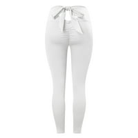 ženske joga kratke hlače s mašnom fitness hlače u boji rastezljive modne tajice za trčanje ženske joga hlače bijela + e-mail
