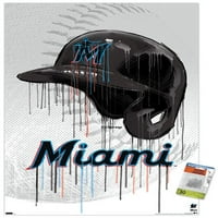 Miami Marlins - plakat kaciga za kaciga s pushpins, 22.375 34