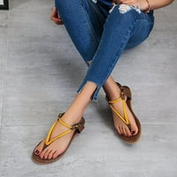 Ženske sandale u rimskom stilu, ljetne cool cipele, Cipele za plažu, ravne sandale u rimskom stilu, žute 9