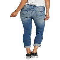 Silver Jeans Co. Ženska djevojka Mid Rise Slim Nog Traperice, veličine struka 24-36