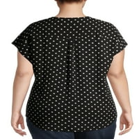 Grey by Grayson Social Plus Size Polka Dot gumb-front Top