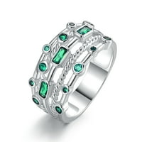 Peermont 18K bijelo zlato sloj sloj zeleni smaragdni prsten