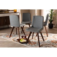 4-dijelni set stolica za blagovanje presvučenih sivom tkaninom od oraha set stolica za blagovanje