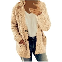 Zimski kaputi za žene Plus Size plišani džemper džepovi gornja odjeća gumb kardigan ležerna jakna