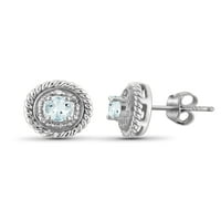 0. Carat T.G.W. Aquamarine dragulj i naglasak Bijela dijamantna naušnica