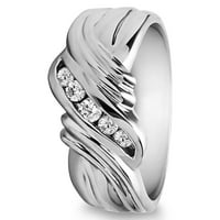 Sjajni moissanit montiran u srebrni muški prsten od četkica s jednim okruglim kamenom