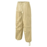 Muške hlače u jednobojnoj boji s ravnim nogavicama srednjeg struka, muške modne sportske casual hlače s elastičnim pojasom podesivim