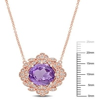 Miabella ženska karat ovalna rezana ametist karat dijamant halo 14KT ogrlica od ružičastih zlata