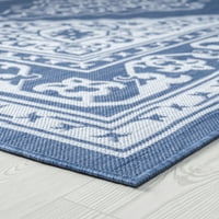 Orijentalni cvjetni tepih u plavoj, krem boji u zatvorenom i na otvorenom pravokutni, lako se čisti