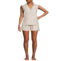 Ženski pidžama Set od 2 komada s ovratnikom i kratkim hlačama