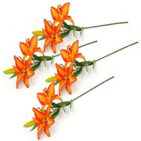 Umjetni svileni cvjetovi tigrovog ljiljana za Mladenkin buket, uređenje doma, obrt, vrt, ured, središnji dio dekora-narančasta
