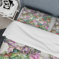 DesignArt 'Pink cvjetni uzorak na bijeloj' Victorian pokrivači pokrivača