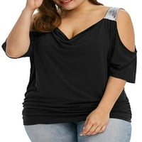 Ženska tunika sa šljokicama s ramena Plus size majice casual majica bluza