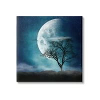 Nadrealna galerija pejzažnog slikarstva sa siluetom stabla punog mjeseca, ispis na platnu, zidna umjetnost