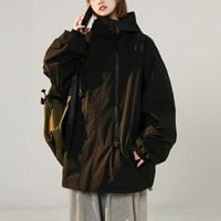 Ženski Jednobojni vrećasti Kaputi, Casual jakne s kapuljačom, elegantne vodootporne vjetrovke Plus veličine, kišni ogrtači s patentnim