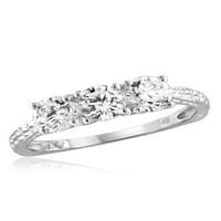 Dijaminat 0. Sterling Silver 2. Karata bijela kubična cirkonija prstena za žene
