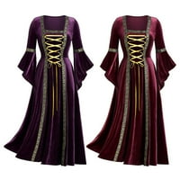 Prava srednjovjekovna haljina visokog struka, nabrana, s velikim rubom, šik, gotički Punk, za igranje, retro haljina za Noć vještica