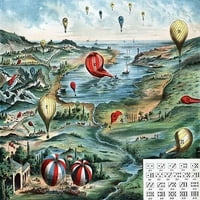 Igralište prikazuje raznolik krajolik i šetnicu ispunjenu numeriranim balonima. Dijagram s desne strane prikazuje različite kombinacije