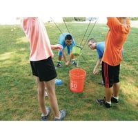 &S Worldwide Team Bucket Challenge. Aktivnost team buildinga za djecu ili odrasle s kantama, prstenovima za držanje kanti, užadima