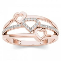 Modni prsten od 1 10 karatnog dijamanta od 10 karatnog dijamanta od ružičastog zlata u obliku srca