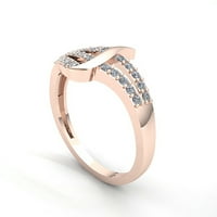 Autentični dijamant okruglog reza od 0,75 karata sa ženskim naglascima na zaručničkom prstenu za godišnjicu od 10 karatnog ružičastog,