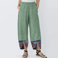 Ženske široke hlače lanene hlače modne ženske ljetne Ležerne široke hlače od pamuka i lana s džepnim printom hlače lagane ljetne