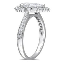 1- Carat T.G.W. Kruška izrezana je stvorena bijeli moissanitni srebrni zaručnički prsten