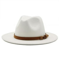 Ženski muški kaubojski šešir zapadnog stila, modne jazz sombrero kape širokog oboda, bijela
