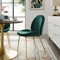 Blagovaonska stolica od nehrđajućeg čelika s nogama od nehrđajućeg čelika i baršunastom završnom obradom u zelenoj boji