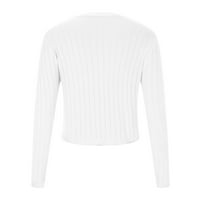 + Lagani Kardigani za žene modni casual kardigan dugih rukava jednobojni džemper gornji dio bluze bijela današnji prijedlozi dana